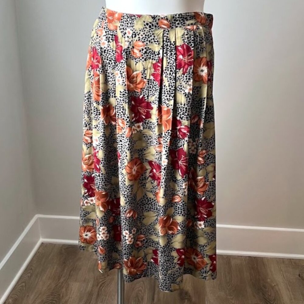 80s Cheetah Floral Skirt